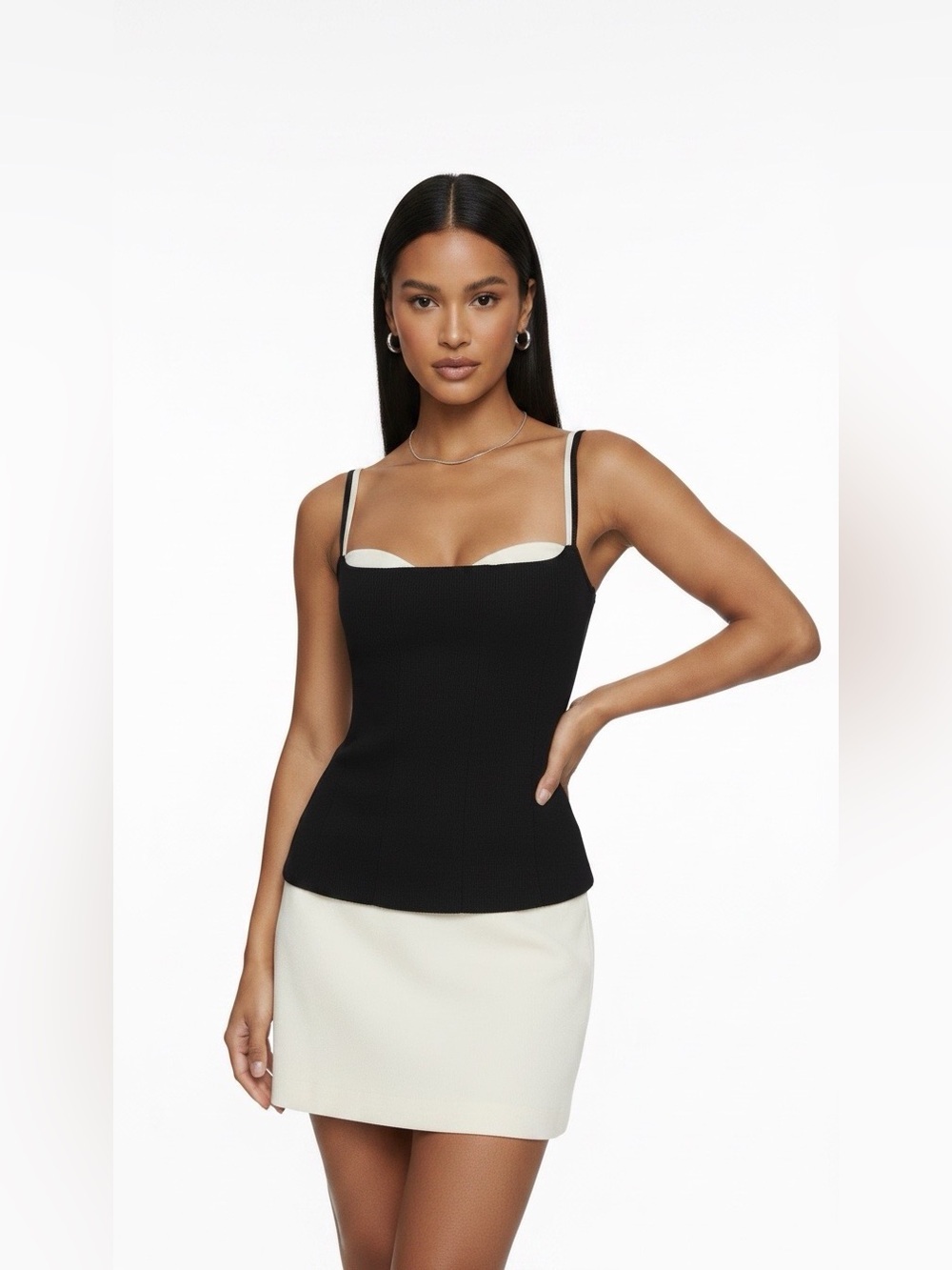 Princess Polly Marisela Cotton Black & Cream Corset Mini Dress